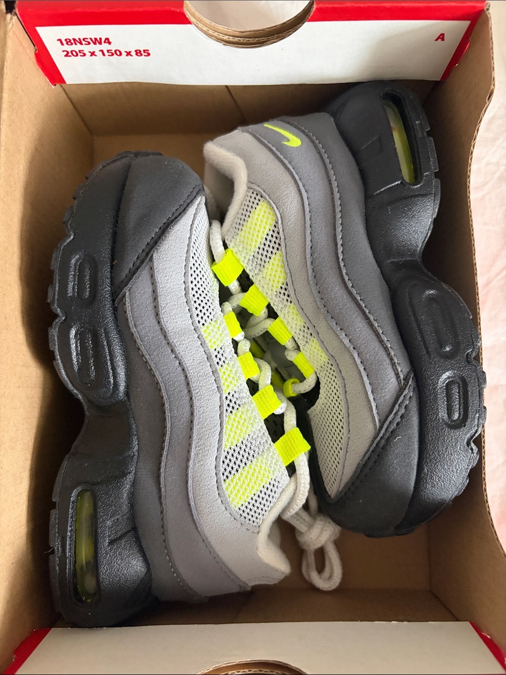 Nike Kids Grey and Volt Air Max 95 Sneakers - Neon Accents